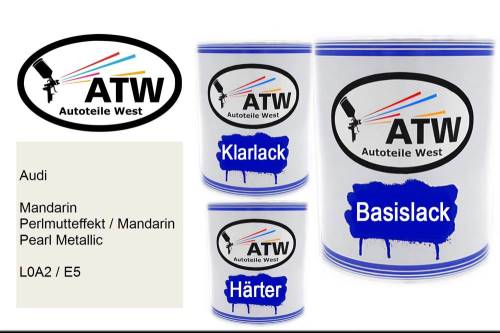 Audi, Mandarin Perlmutteffekt / Mandarin Pearl Metallic, L0A2 / E5: 1L Lackdose + 1L Klarlack + 500ml Härter - Set, von ATW Autoteile West.